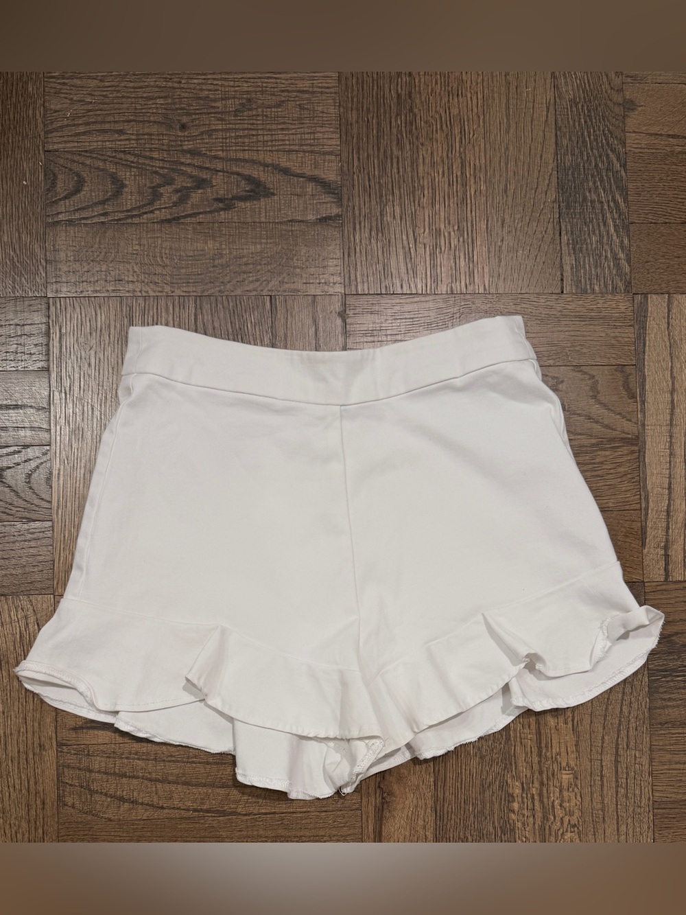 Zara White Ruffle-Hem Skort